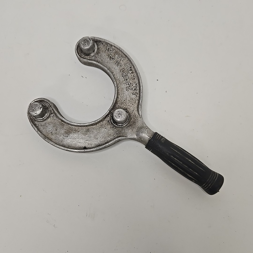 Vintage Spanner Wrench AC Front Plate Clutch Tool Silver Black Handle